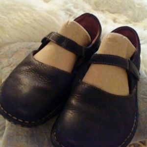 Born black leather Mary Jane slide